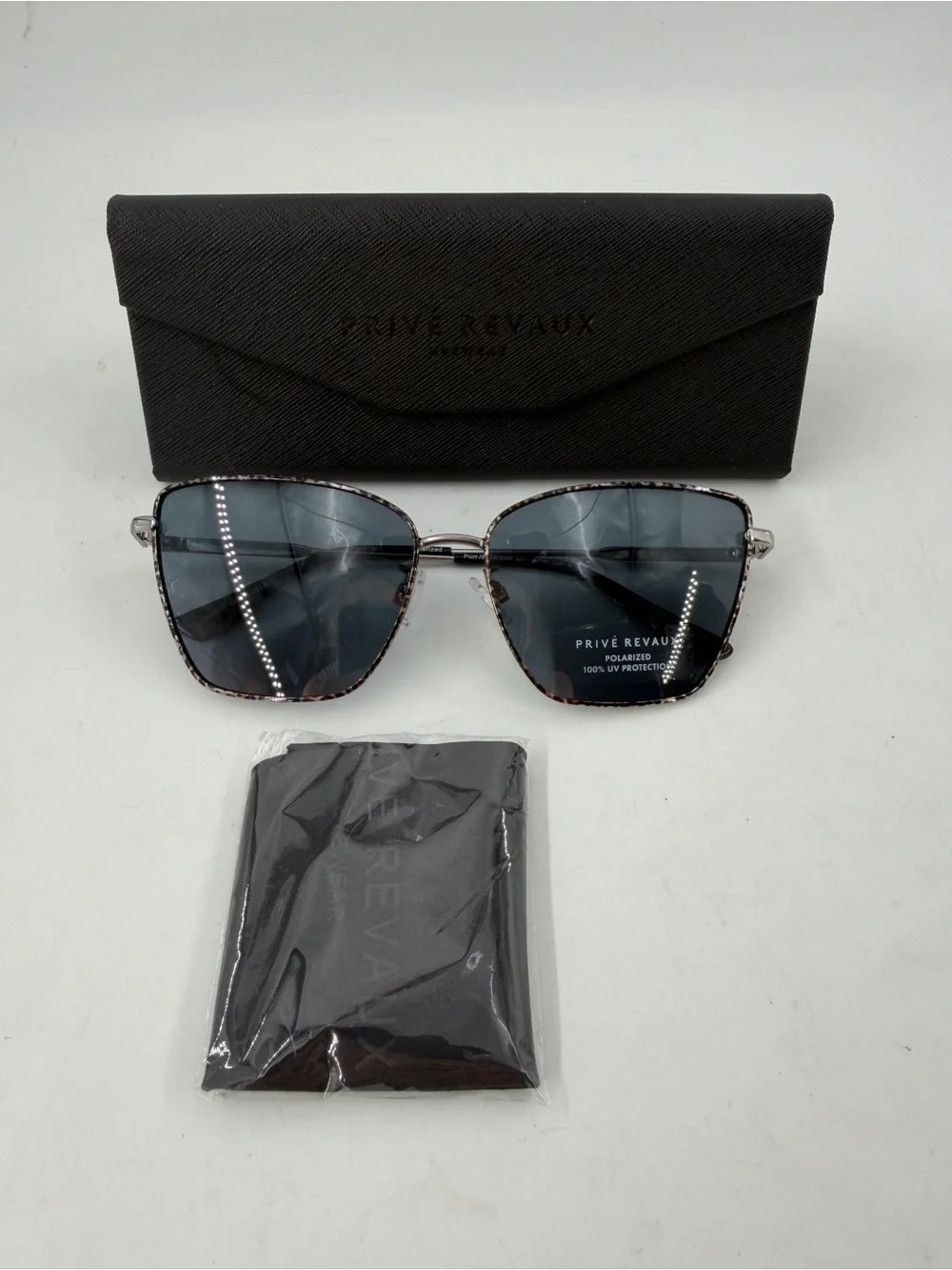 NEW! Prive Reveaux Women’s Purr/S Polarized Black Silver Sunglasses 840219235097